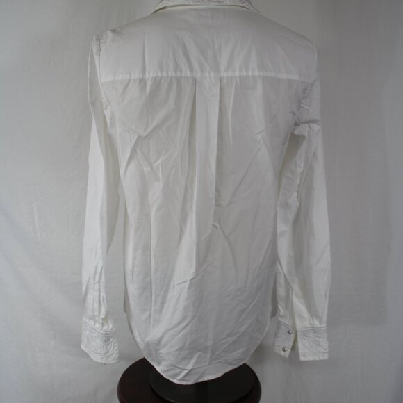 Tory Burch size 8 white cotton Murphy shirt lace embroidered collar & cuffs - Picture 7 of 11
